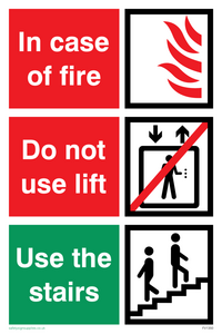 In case of fire/use stairs